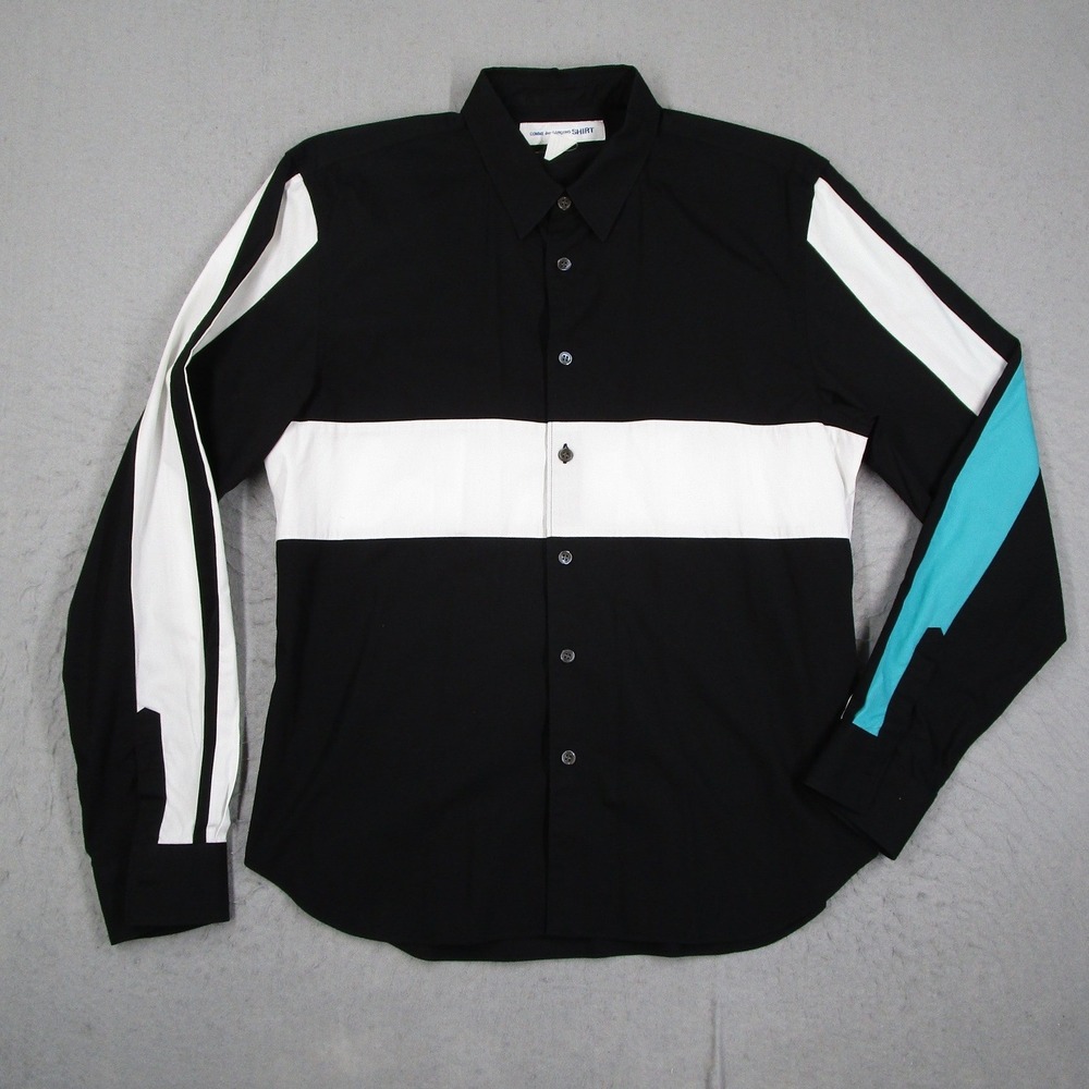 Comme des Garcons SHIRT Mens Large Black Colorblock Button Down W20038 France